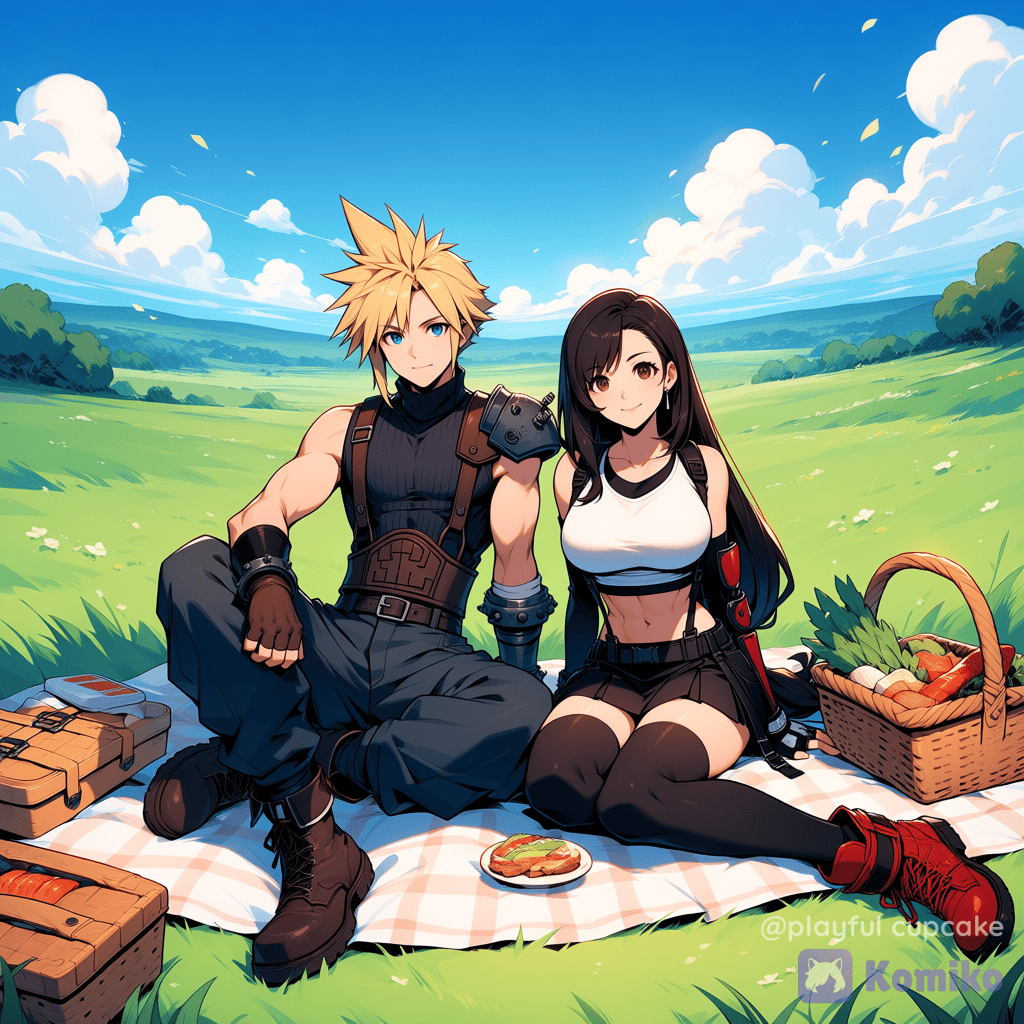 Cloud and Tifa's picnic