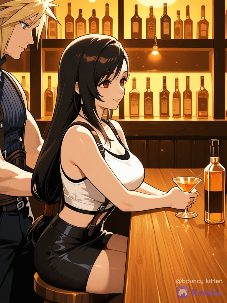 Cloud and Tifa date at the bar