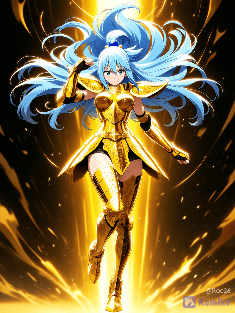 Aqua como caballera dorada de acuario
