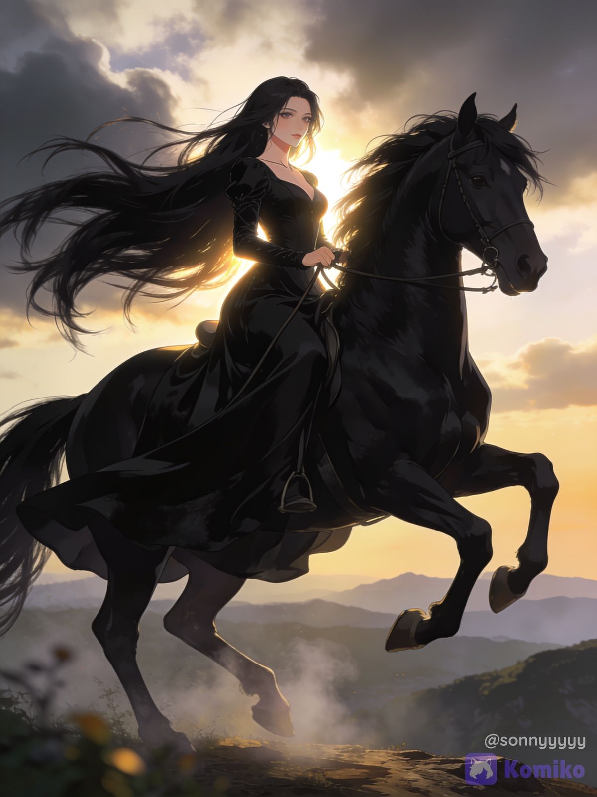 Golden Hour Ride 🖤🐎
