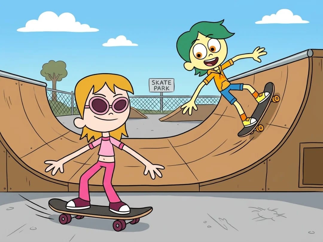 JW and Eileen Go Skateboarding