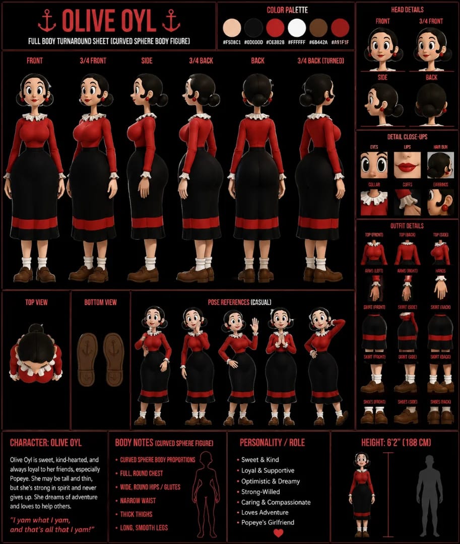 Olive oyl character sheet