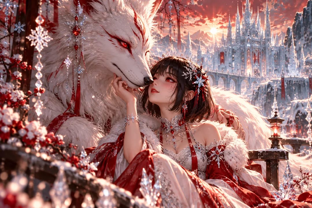 The Crimson Ice Queen: Guardian of the Frozen Realm🩵❄️