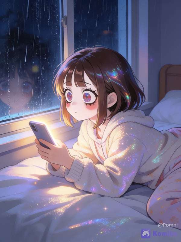 On the phone, listening to the rain :>