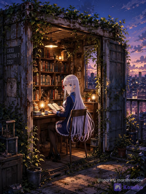 “A hidden place, countless books, and a little peace away from the world.” 📖🌙