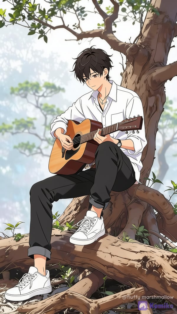Guitar boy under the trees 🌳🎸