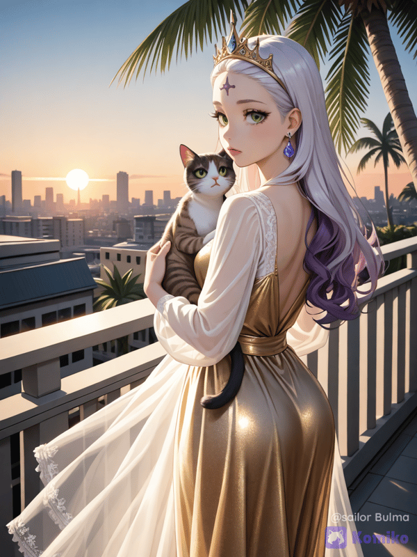 La Princesse Gourmande et son chat sur rooftop
