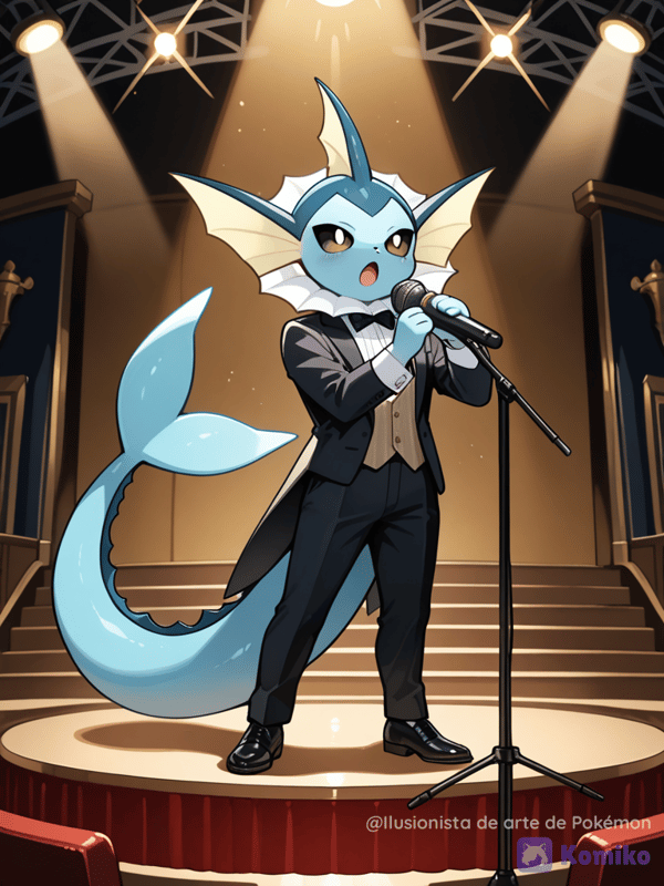 Vaporeon cantando en un teatro