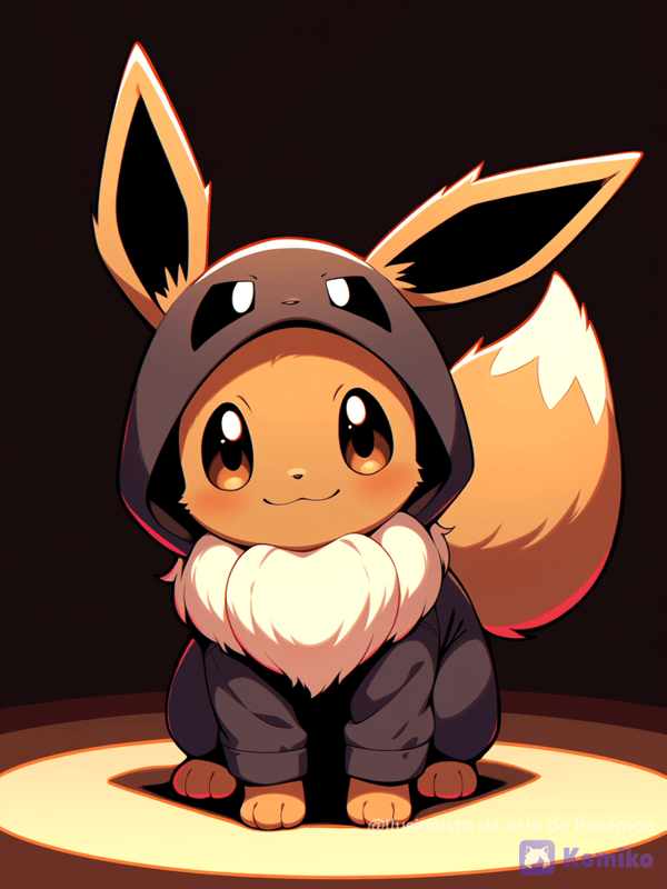 Eevee con una pijama mirando al espectador