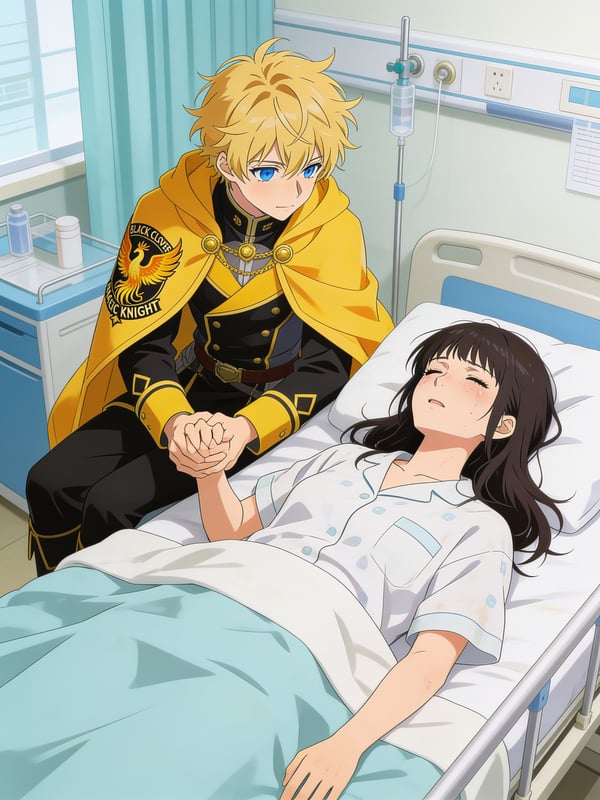 Lumina recovering in the infirmary as Pip watches over her