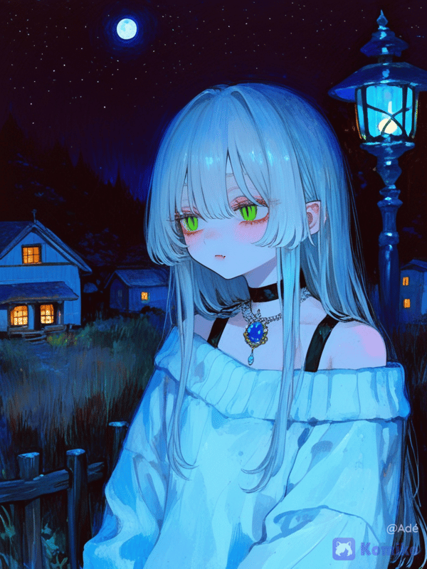 Nuit bleue et regards verts 🌙💙
