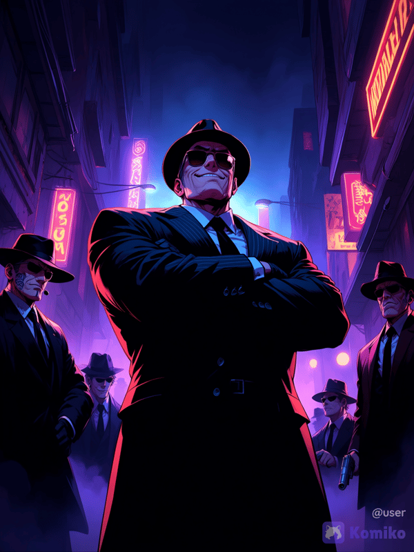 A mafia boss with his gang