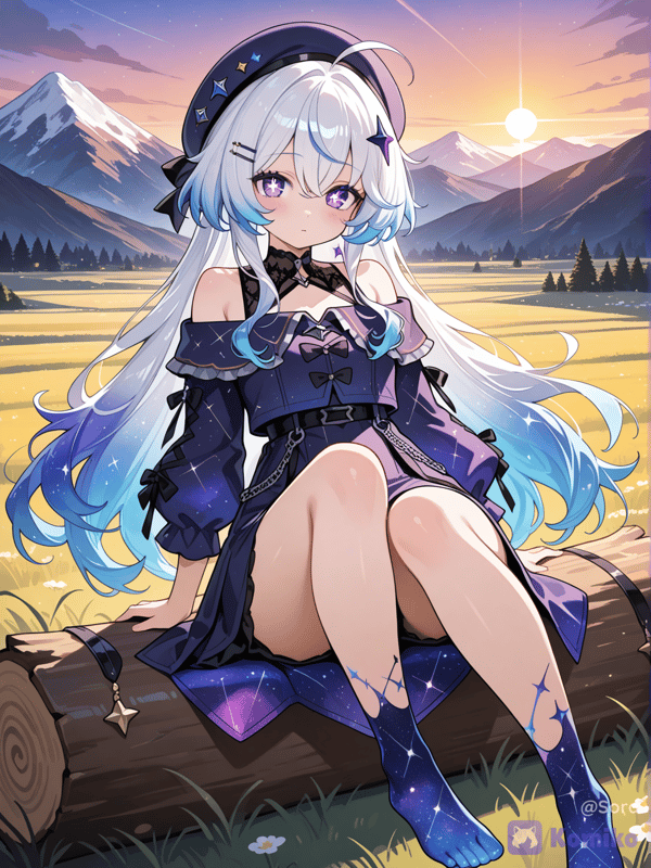 sitting on log