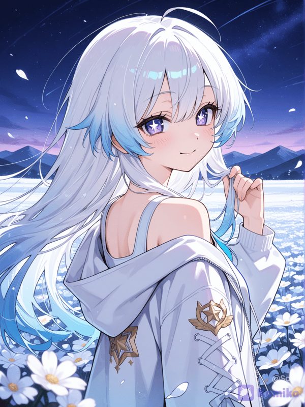 On a field of white flowers