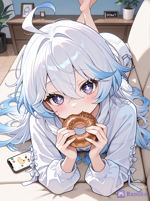 Eating Donut On Sofa