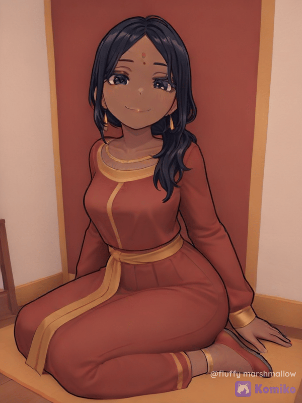 Emma Verde, 1girl, Sitting Indian Style