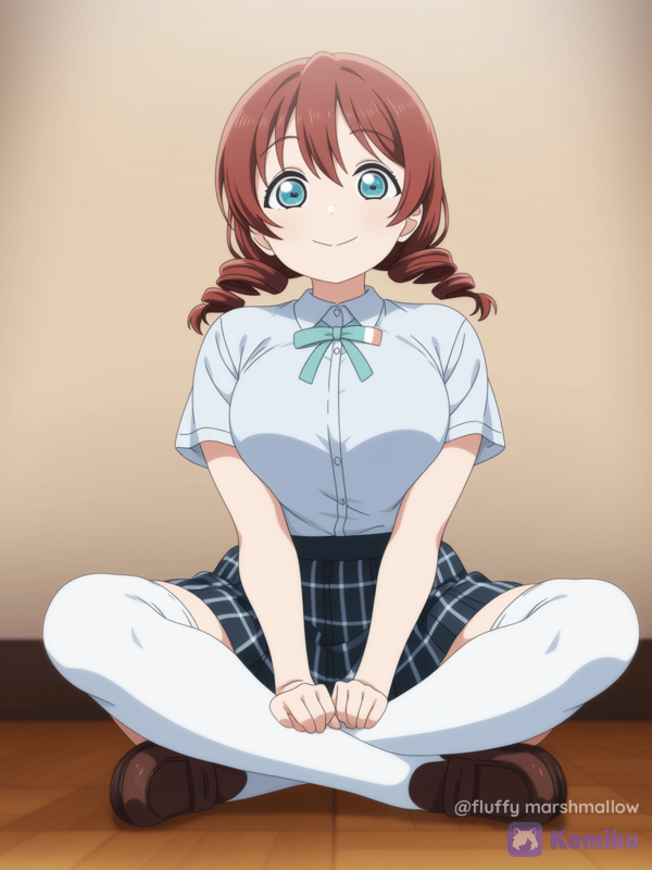 Emma Verde, 1girl, Sitting Indian Style