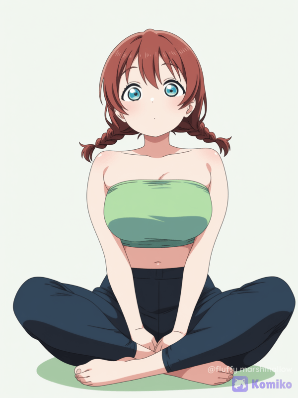 Emma Verde, 1girl, Sitting Indian Style