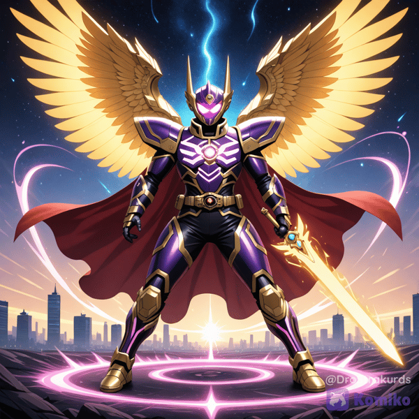 A Neon Cybernetic Kamen-Sentai Dragon Warrior