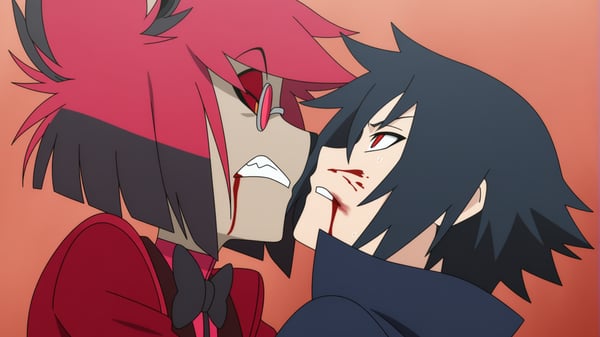Sasuke uchiha Attacked by Alastor hazbin hotel,