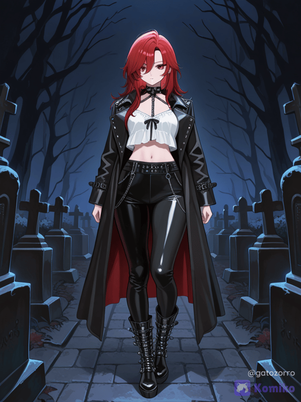 ¡Noche gótica con mi chica roja! 🌙🖤