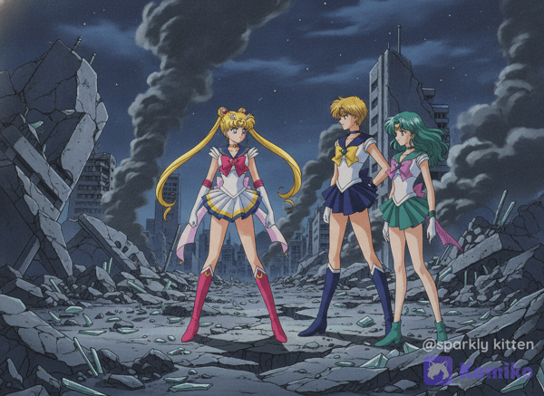 sailor moon frente a salor uranus y sailor netptune