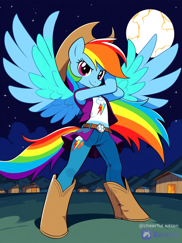 Cowgirl Rainbow Dash In The Midnight