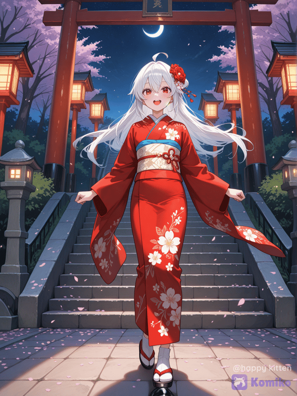 月夜紅和服少女🌙✨