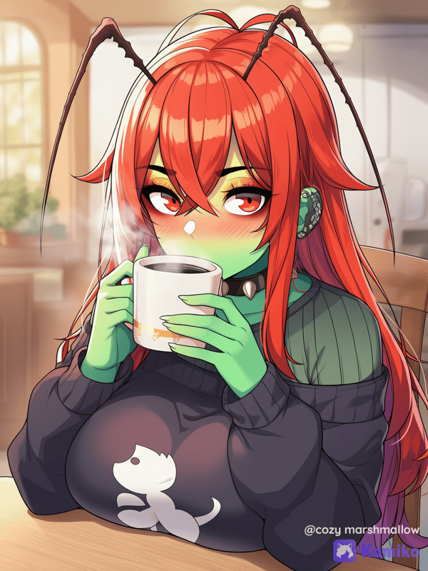 Камико и кофеечек~ ☕💚