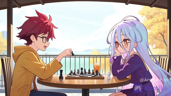 Sora and Shiro play chess, was try my best :(