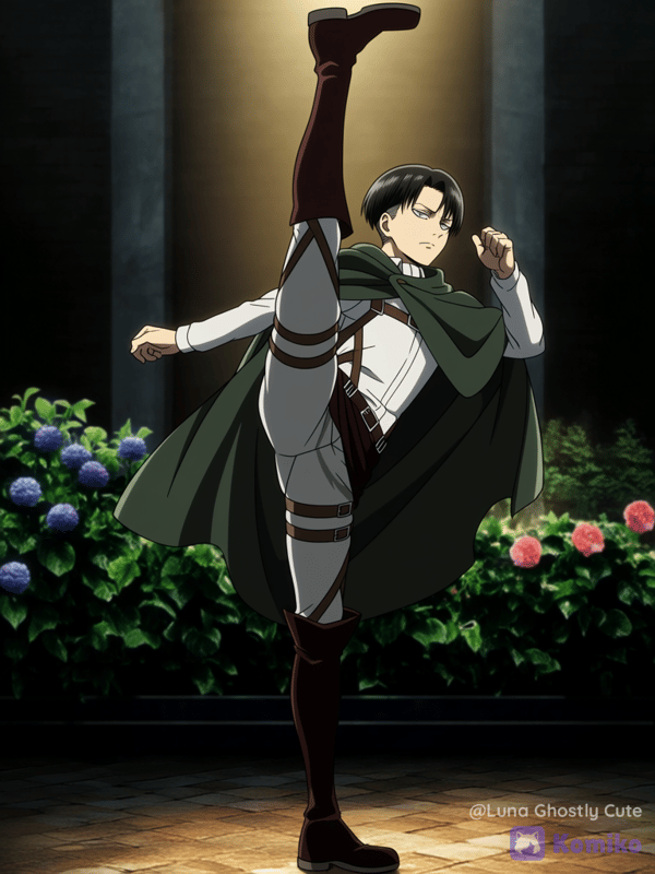Levi is doing a STANDING SPLIT?!?!?!