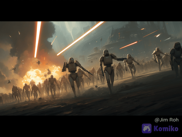 A futuristic city is under siege by a droid army. 01