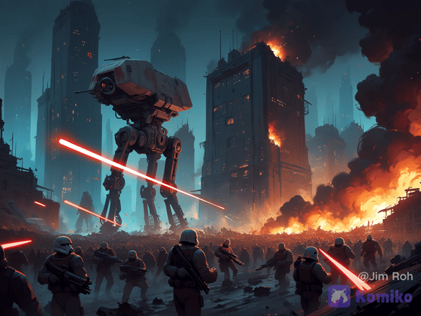 A futuristic city is under siege