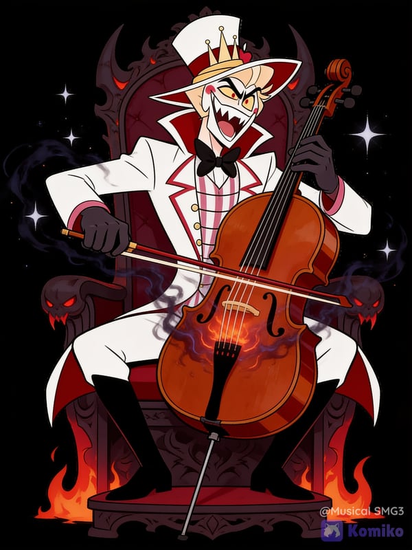 Lucifer playing cello.