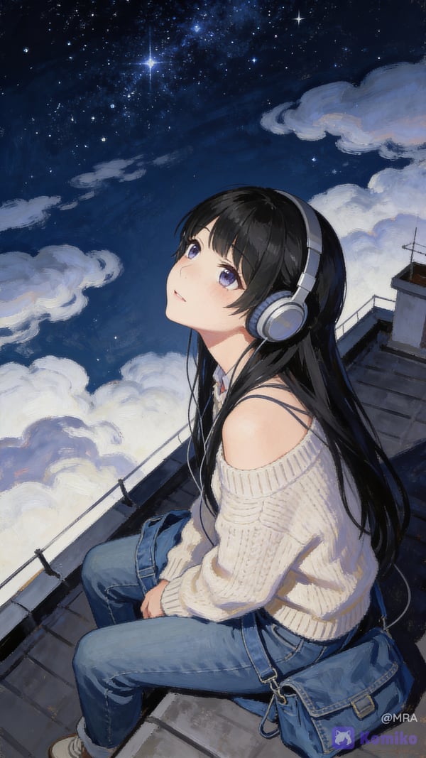 Starry Rooftop Vibes 🌌🎧