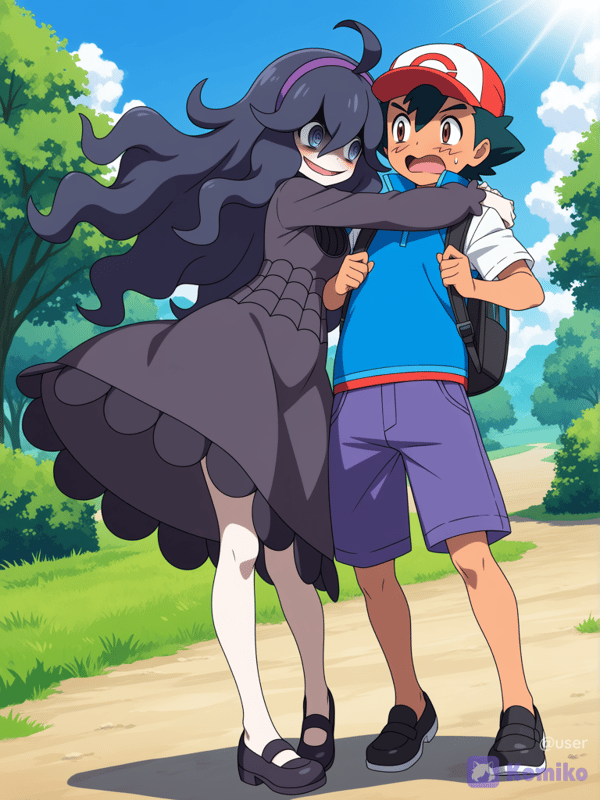 Ash x Hex maniac (Abrazo sorpresa)