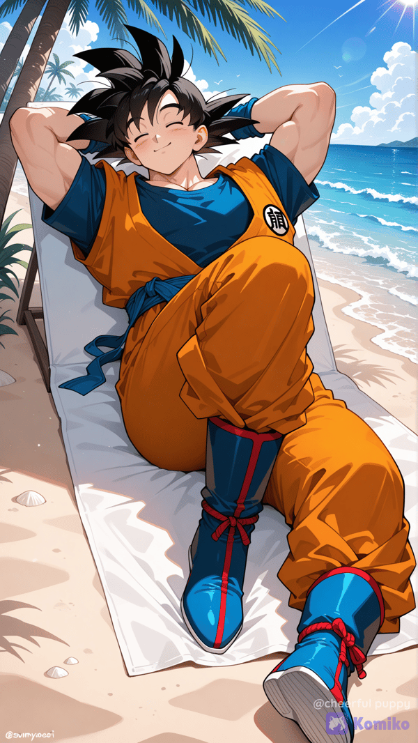 Son Goku on beach