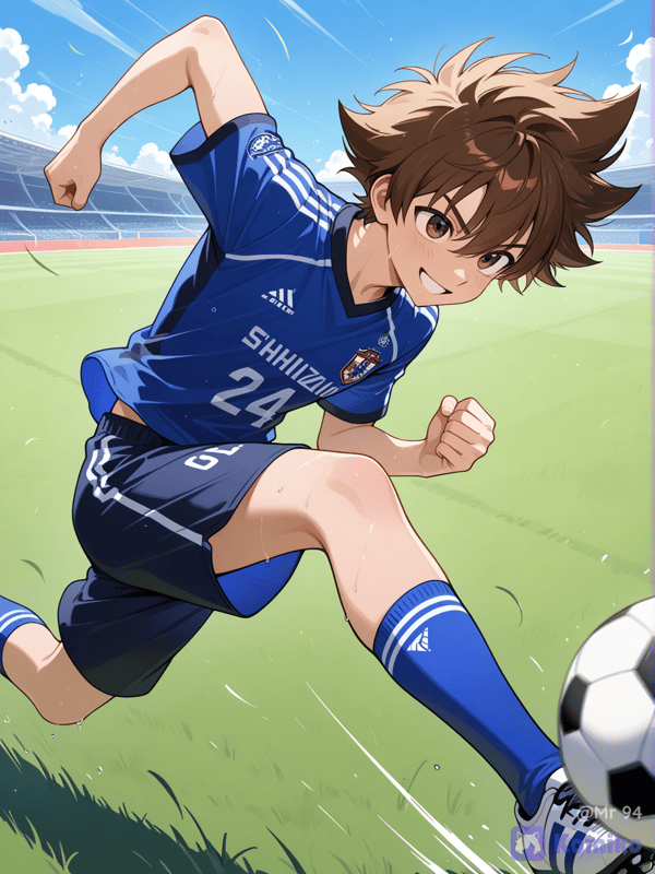 Tai playing soccer