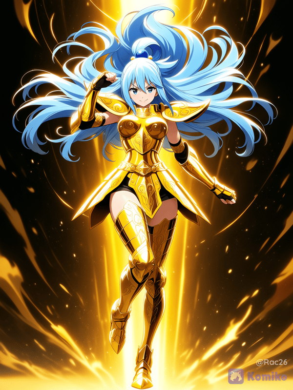Aqua como caballera dorada de acuario