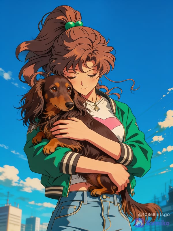 Sailor Jupiter cuddly her dog