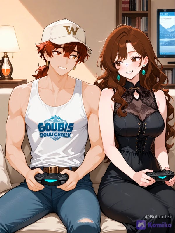 Linda and Nerville Playing Video Games