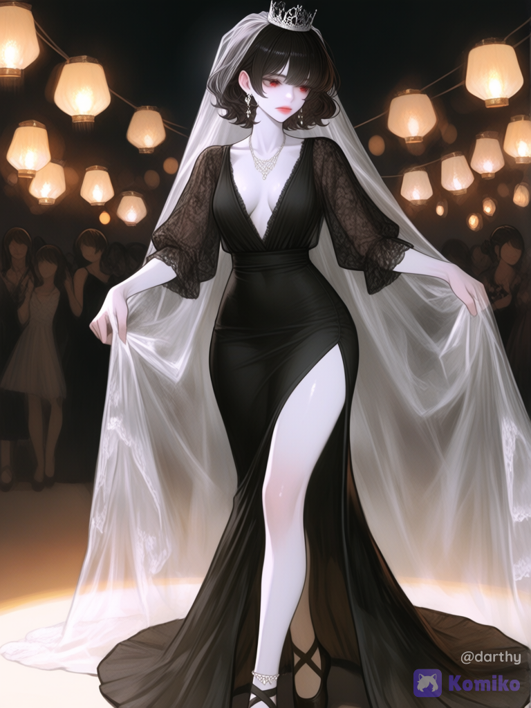 [semi-realistic-portrait-style], @zora-bFdy, dancing, expressionless, lace blouse, anklet, wedding veil, jewelry, ballet slippers, full body, studio lighting, golden hour, cinematic lighting, lantern festival
