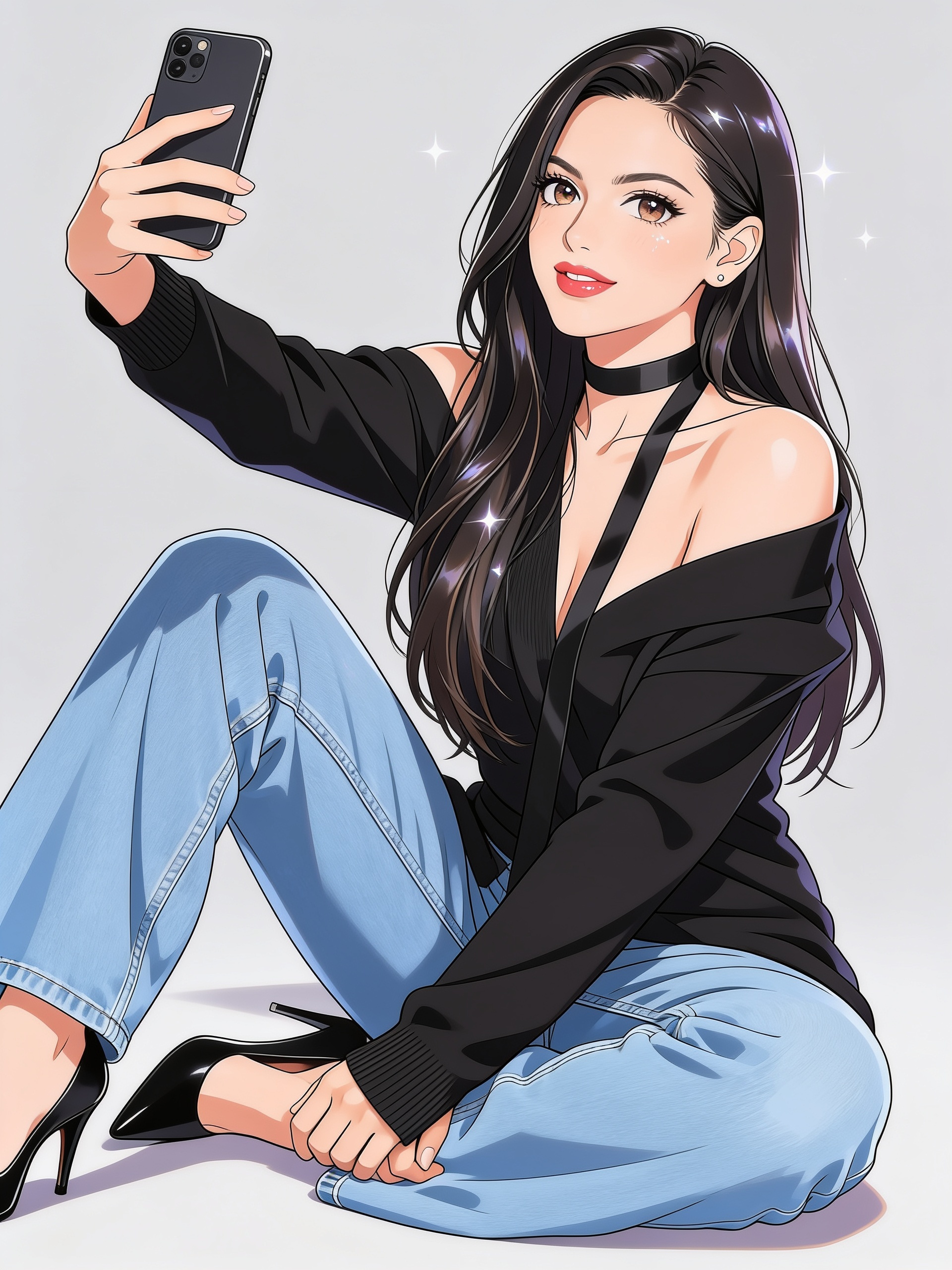 [semi-realistic-portrait-style], Selfie