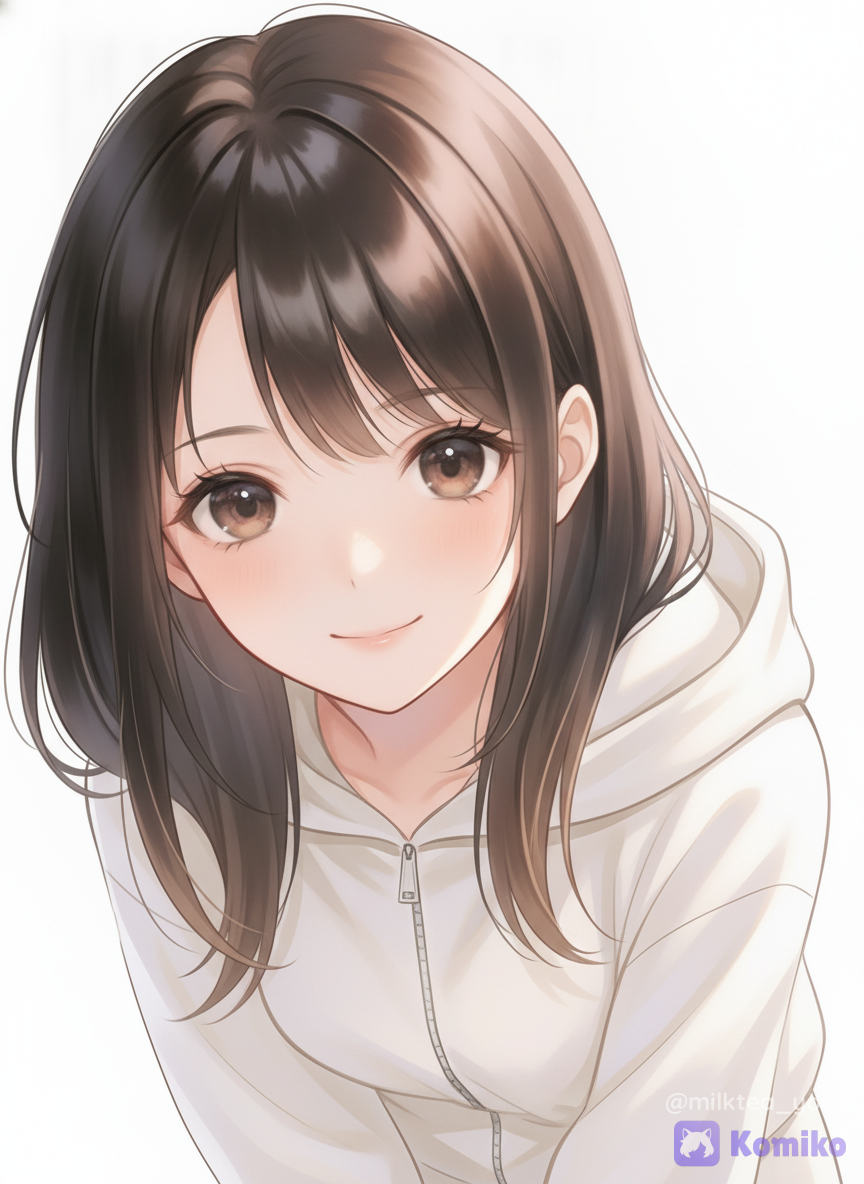 [use the same artstyle as, images (26) ], [draw, @uzuki-ren-knjq, side light, white background, headshot, looking at viewer, smile, leaning forward]