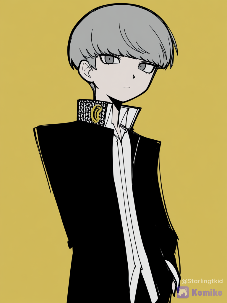 Yu narukami (persona 4), Posing, The background has to be yellow., [pop-sketch-style]