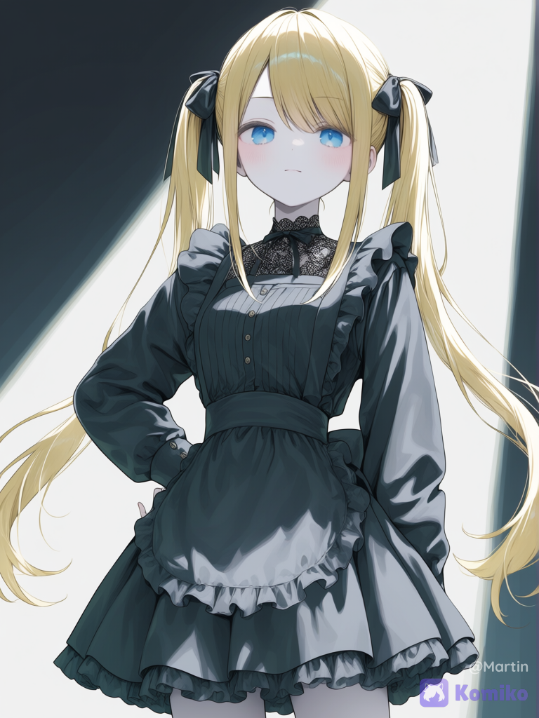 do her in fabolous silk Maiddress, she is looking stunning, and she is the center of attention, spotlight is on her, her skirt is short @lucy-MIb7, [soft-pastel-style]