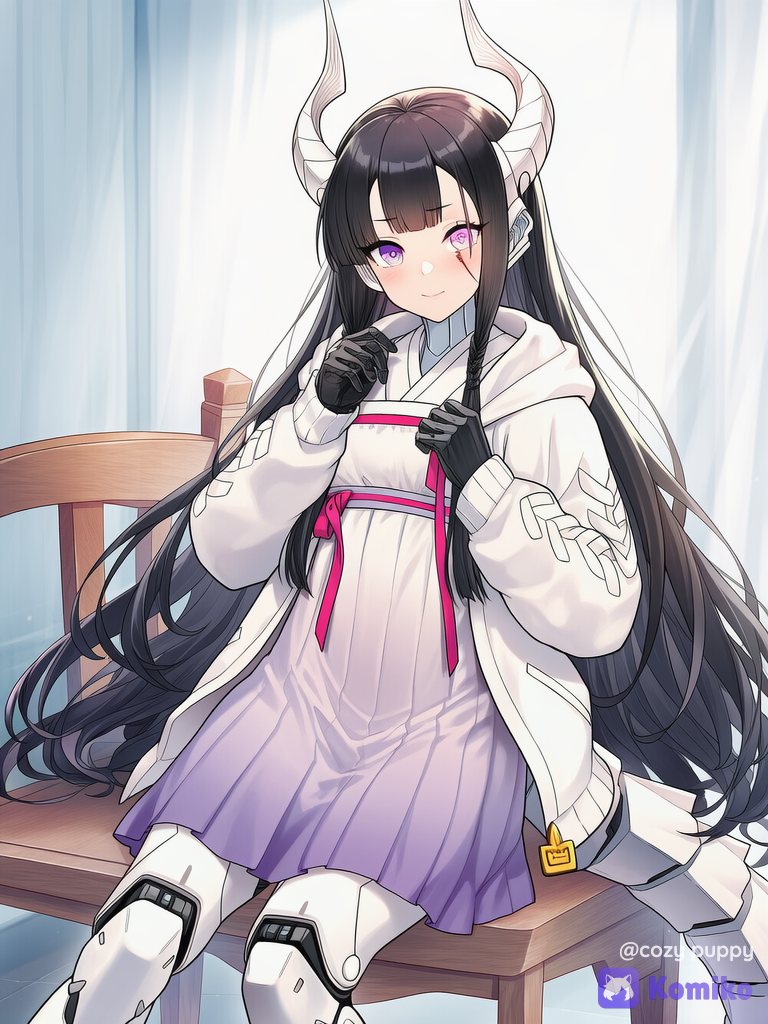 [soft-pastel-style], sitting on a chair