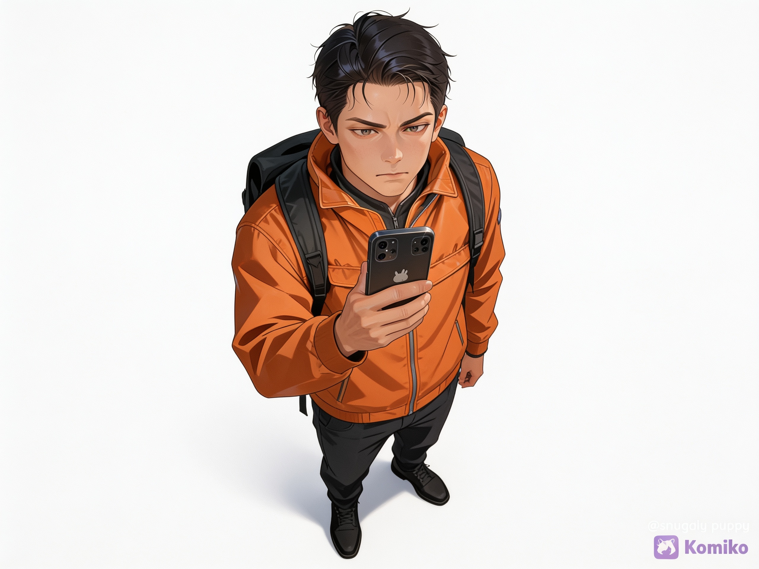 [serious-man-style]1boy, mature, single character, full body, looking at viewer, anime style, simple background, white background, anime style
