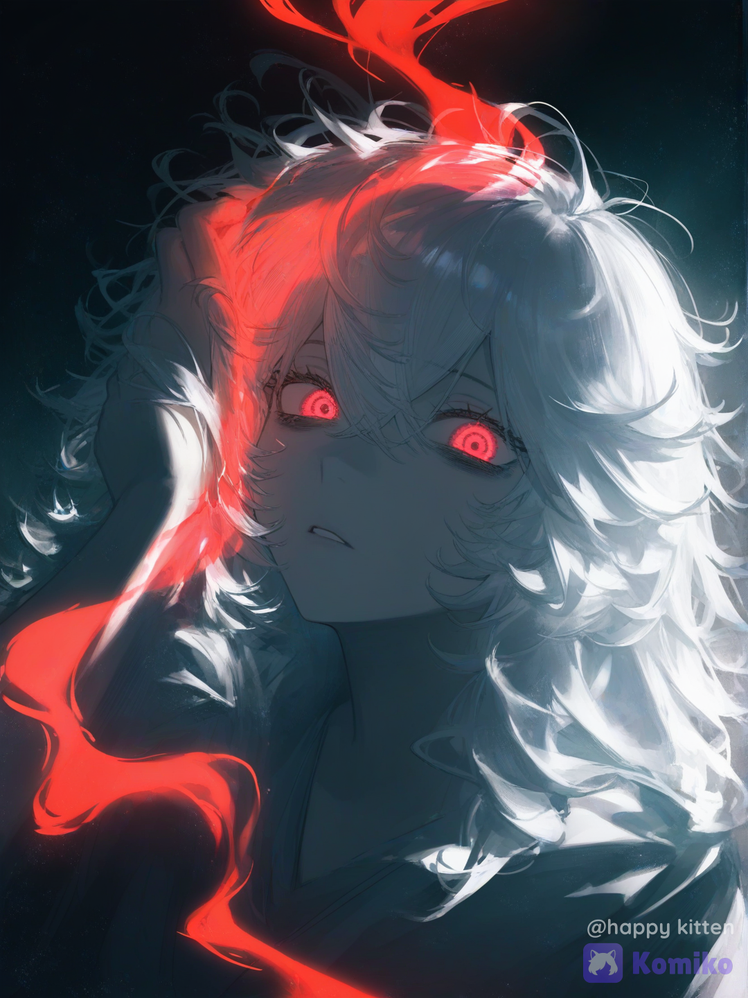 high-gloss illustration style, vivid close-up style, intense atmosphere, cinematic lighting, dramatic shadows, 2girls, (possession:1.3), (ghost:1.2), (supernatural:1.2). (1girl:1.4), pale skin, dark circles under eyes, sickly complexion, terrified expression, sweating, messy hair, looking at viewer, (ghost girl behind:1.4), (translucent:1.3), (ethereal:1.2), (spectral hand:1.3), (hand inside head:1.2), glowing eyes, eerie aura, dark magic, cinematic composition, sharp focus, high contrast, vivid colors.[moody-glow-style]