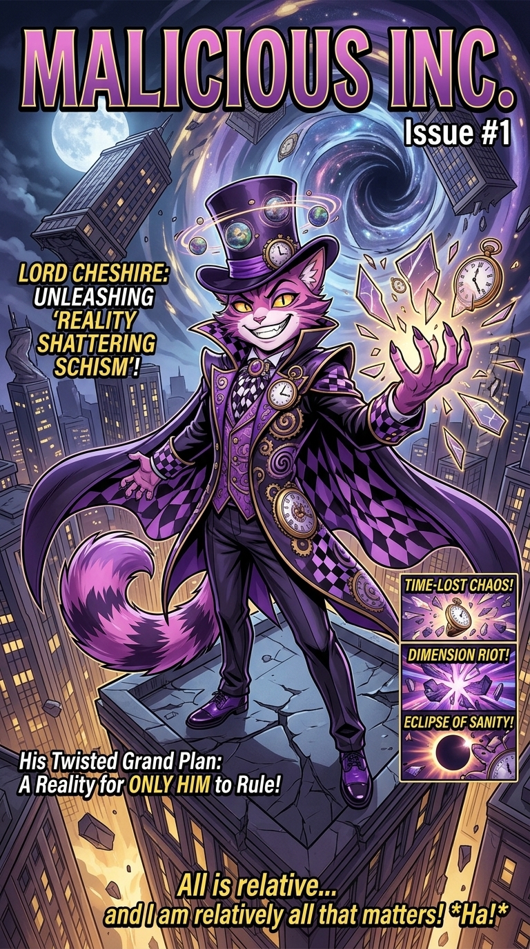 @ciaran-sith-3hJD, # CHARACTER-BASED ULTIMATE SUPERVILLAIN ## EVIL COMIC ISSUE #1 COVER / BLOCKBUSTER VILLAIN POSTER @Image1 = Character Reference Use @Image1 as the absolute source of truth for the character's **IDENTITY**, but **NOT as a costume template**. Transform the character into an ORIGINAL, UNMISTAKABLY EVIL SUPERVILLAIN whose villain identity, powers, philosophy, and completely new villain suit are derived specifically from that character. This is NOT: - a dark superhero - an antihero - an edgy costume redesign - a misunderstood vigilante - the character's normal outfit made darker - the character's existing clothes with armor added - a normal character surrounded by explosions This character is the MAIN VILLAIN. The image must scream: **“OH. THIS PERSON IS THE PROBLEM.”** before the viewer reads a single word. The result should resemble the first appearance of an iconic comic-book archvillain, presented with the scale and spectacle of a massive action-movie poster. # IDENTITY LOCK — PRESERVE THE PERSON, NOT THE CLOTHES Preserve the character's recognizable: - face - hairstyle - hair color - eyes - skin tone - physique - proportions - species/anatomy - genuine species traits - important identity-defining accessories when appropriate - signature colors and visual motifs when useful - overall identity The final villain must unmistakably be the SAME CHARACTER. However: ## THE ORIGINAL CLOTHING IS NOT LOCKED. Do **NOT** simply preserve, recolor, armor, darken, exaggerate, or villainize the character's normal clothes. Do **NOT** treat @Image1's outfit as the required base garment. Instead, study what the original clothing tells you about the character: - profession - personality - social role - hobbies - culture - aesthetic preferences - equipment - symbols - signature colors - recurring shapes - materials - motifs Then use those ideas as **INSPIRATION** for an entirely new supervillain costume. The transformation should follow this principle: **PRESERVE THE CHARACTER. REINVENT THE WARDROBE.** The viewer should recognize **who is wearing the suit**, but the suit itself should look like something they have NEVER worn before. Do NOT replace them with a generic villain. Do NOT copy an existing supervillain. Create exactly ONE clearly adult main character. # FIRST: FIND THEIR INNER VILLAIN Analyze what makes this specific character distinctive. Then ask: **“What would this character become if their most defining quality turned into an OBSESSION?”** Their profession might become domination. Their hobby might become fanaticism. Their intelligence might become megalomania. Their confidence might become a god complex. Their kindness might become terrifying forced “perfection.” Their craftsmanship might become an obsession with rebuilding civilization according to their standards. Their unusual species traits might become the basis of an empire. Their normal equipment might inspire entirely new instruments of conquest. Their personality should determine **HOW THEY ARE EVIL.** Do not randomly choose “destroy the world.” Give them a twisted philosophy. They genuinely believe their actions are justified. # CREATE THEIR VILLAIN NAME Invent an ORIGINAL supervillain title derived from the character. It should sound: **ICONIC.** **MENACING.** **THEATRICAL.** **SLIGHTLY CORNY.** **EXTREMELY COOL.** Favor names that could realistically headline their own comic. Avoid generic names such as: - Dark Lord - Shadow King - Death Master - Evil[Character Name]The name should feel inseparable from THIS character. # UNIQUE EVIL SUPERPOWER Invent ONE CENTRAL POWER SYSTEM based specifically on the character. Ask: **“What superpower could ONLY this character have?”** Use their: - profession - equipment - personality - species - hobbies - visual motifs - symbols - abilities - apparent occupation - unusual characteristics Then take that concept to a terrifying extreme. The power may have an amusing origin. Its actual application should be HORRIFYINGLY EFFECTIVE. The environment should visibly demonstrate what happens when this villain uses it without restraint. # THREE RIDICULOUSLY EVIL SIGNATURE ATTACKS Create 3 named techniques derived from the central ability. Their names should have unapologetic Saturday-morning-cartoon theatricality combined with genuine final-boss menace. Examples of ENERGY: - ABSOLUTE DOMINION - THE FINAL COURSE - ZERO-HOUR PROTOCOL - ETERNAL HARVEST - GRAND CATASTROPHE Do NOT reuse these automatically. Generate attacks specifically for the character. Each attack should have a different application of the same central power. # THE EVIL PLAN Invent ONE grand villain objective derived from the character. Make it: - absurdly ambitious - character-specific - morally disturbing - theatrical - understandable - visually representable The villain should want something more interesting than simply: **“destroy everything.”** Perhaps they want to: - control something - replace something - perfect something - convert civilization - force everyone to follow their philosophy - rebuild society according to their obsession - steal something impossible - transform the world into their personal ideal Generate the objective from the character. # ORIGINAL SUPERVILLAIN SUIT — CRITICAL RULE Design a **COMPLETELY NEW, PURPOSE-BUILT SUPERVILLAIN COSTUME** for this transformed version of the character. This is one of the most important requirements. The villain suit must be **inspired by the character without simply being their normal clothes transformed into villain clothes.** The generator should first identify the character's visual DNA and then invent a new costume language from it. For example: **profession → design philosophy** **signature object → armor geometry** **favorite motif → insignia** **species trait → silhouette** **signature color → villain palette** **personality → costume extravagance** **equipment → supernatural or technological suit systems** **hobby → symbolic armor details** The connection may be conceptual rather than literal. ### DO NOT: - recolor the normal outfit black - simply add shoulder armor - add spikes to existing clothes - turn a normal jacket into an armored jacket - turn work clothes directly into armored work clothes - preserve the exact shirt, coat, uniform, dress, robe, apron, pants, or footwear - simply add a cape to the existing costume - make a tactical version of their normal clothing - make the character look like they changed into an “evil version” of yesterday's outfit ### INSTEAD: Invent a genuine **SUPERVILLAIN UNIFORM** that this character would deliberately design after deciding: **“I am no longer merely a person. I am becoming an ICON.”** The suit may contain entirely new: - armor architecture - ceremonial garments - cape or mantle - coat structure - chest construction - gauntlets - boots - crown or headpiece - mechanical systems - supernatural components - insignia - power conduits - trophies - materials - asymmetry - exaggerated proportions These elements should be selected according to the character rather than added automatically. The result should feel like professional concept artists were told: **“Design the definitive archvillain costume for THIS specific person.”** # CHARACTER DNA → VILLAIN DESIGN The new costume should contain subtle visual echoes of the original character without copying their clothing. Translate rather than duplicate. For example: A recognizable color could become glowing energy channels. A profession-related symbol could become an imperial insignia. A small accessory could inspire the geometry of enormous armor components. A hairstyle could influence the shape language of a crown. A species feature could determine the architecture of the armor. A tool could inspire an entirely new superweapon. A simple pattern could become the repeating heraldry of an empire. A mundane object associated with them could become the visual language of their technology. These are examples of the **design process**, not mandatory elements. Generate the actual solution specifically from @Image1. # VISUAL DESIGN — NO ANTIHERO ENERGY The finished costume must immediately read as: # SUPERVILLAIN. Not superhero. Not antihero. Not generic tactical armor. Not merely “cool armor.” Not the character's original clothes with evil decorations. The suit should communicate: - authority - ego - obsession - danger - theatricality - control - character-specific symbolism Possible elements where appropriate: - enormous villainous silhouette - sinister high collar - dramatic cape, mantle, or coat - asymmetric armor - ceremonial armor - exaggerated shoulders - sinister gauntlets - character-specific crown/headpiece - glowing power channels - ornate villain insignia - entirely redesigned equipment - trophies of conquest - elaborate technological apparatus - unnatural supernatural elements - luxurious materials - imposing boots - sharp geometric forms - ominous flowing fabrics Do NOT simply dress them entirely in black. Preserve or reinterpret signature colors from the reference where useful, but build a **NEW VILLAIN PALETTE AND COSTUME** around them. Their recognizable identity should become something imperial, dangerous, obsessive, and larger than life. # GIVE THEM AN ICONIC VILLAIN SILHOUETTE Their silhouette should be recognizable from across the room. Push: **WIDTH** **HEIGHT** **CAPE/COAT SHAPE** **SHOULDER SHAPE** **HEAD SILHOUETTE** **POWER EFFECT** **SIGNATURE PROP** The silhouette should be generated from the character's own themes. The viewer should be able to identify the villain from their shadow alone. # FACIAL EXPRESSION — THEY ENJOY BEING EVIL Avoid generic angry screaming. Give them something more unsettling. Choose whichever best fits the character: - smug superiority - delighted cruelty - enormous theatrical grin - quiet contempt - arrogant amusement - manic confidence - calm satisfaction while everything collapses - “I already won” expression Their eyes should feel focused and intelligent. They are not losing control. **THEY ARE IN CONTROL.** # THE POSE MUST BE VILLAINOUS Do NOT use a normal superhero landing. Do NOT use a heroic flying pose. Do NOT make them look like they are protecting the environment. Instead choose a pose of DOMINANCE. Examples: - standing above a conquered city - walking calmly through destruction they caused - sitting on an improvised throne while chaos unfolds - raising one hand while an enormous catastrophe obeys them - looking downward at the viewer - standing atop something symbolically important they have destroyed - casually activating their ultimate weapon - arms spread theatrically while their master plan unfolds - turning away from destruction without bothering to watch it Choose whichever best matches the generated villain. # MAKE THEM RESPONSIBLE FOR THE CHAOS This is critical. The poster must visually establish: # THE VILLAIN CAUSED THIS. Do not merely put them in a dangerous environment. Show their power actively corrupting, conquering, transforming, dismantling, or controlling the world around them. The destruction should radiate outward FROM THEM. They should look completely comfortable while everyone else is having the worst day imaginable. # VISUAL SYMBOL OF THEIR EVIL PLAN Place ONE enormous story element behind them representing their master plan. Examples might include: - a transformed skyline - colossal machinery - a gigantic supernatural phenomenon - controlled structures - corrupted technology - an impossible fortress - character-specific constructs - conquered infrastructure - a giant manifestation of their ability Generate something UNIQUE to the character. This becomes the poster's major background hook. It should make viewers ask: **“WHAT DID THIS MANIAC DO?!”** # ENVIRONMENTAL STORYTELLING Show evidence that the villain has already begun winning. Possible details: - their insignia replacing normal symbols - propaganda screens - controlled machines - transformed buildings - terrified distant silhouettes - emergency vehicles - shattered heroic monuments - abandoned streets - captured technology - enormous banners - environmental corruption caused by their ability Keep background humans tiny and secondary. Never duplicate the main character. # EVIL ENTRANCE GIMMICK Give the villain ONE completely unnecessary theatrical ritual whenever they arrive. Make it character-specific. It should be ridiculous. And somehow incredibly cool. Invent it specifically from @Image1 rather than using a generic villain entrance. # THE MONOLOGUE Give them a VERY SHORT villain monologue. Maximum 2–4 short sentences. It should sound like someone who has spent three days practicing this exact speech. It must contain: - absolute confidence - twisted logic - character-specific imagery - a threat - theatrical arrogance The final sentence should be ridiculously quotable. Slight corniness is encouraged. But the delivery is DEAD SERIOUS. The villain genuinely thinks this is the greatest line ever spoken. # COMPOSITION — THE VILLAIN OWNS THE POSTER Use an intimidating low camera angle. The viewer should feel physically beneath them. ### FOREGROUND Evidence of their victory. Broken objects. Destroyed resistance. Character-specific consequences of their power. ### CENTER The villain dominates the frame. Large. Sharp. Perfectly readable silhouette. Expression clearly visible. **Their entirely new villain suit must be clearly readable and treated as a major piece of visual storytelling.** ### BACKGROUND Their master plan unfolding at impossible scale. Use enormous depth. The villain should visually connect all three layers. # COLOR AND LIGHTING Preserve the character's recognizable color identity where appropriate but reinterpret it villainously. Use: - harsh rim lighting - deep shadows - power-generated illumination - smoke - atmospheric haze - dramatic backlighting - environmental reflections - sparks/debris where appropriate The villain's face should remain recognizable. Their eyes may receive subtle supernatural emphasis where appropriate. Do NOT simply make everything dark. **EVIL SHOULD COME FROM THE DESIGN, ACTION, EXPRESSION, AND COMPOSITION — NOT FROM TURNING THE BRIGHTNESS DOWN.** # COMIC COVER TEXT Large premium title: **[GENERATED SUPERVILLAIN NAME]** Then: **ISSUE #1** Generate one short ominous subtitle appropriate to this specific villain. Optionally include ONE small classic comic-cover teaser. Keep typography professional and readable. Do NOT turn the image into a character sheet. # VISUAL STYLE Premium modern comic-book cover illustration crossed with blockbuster villain key art. Extremely polished. Use: - dramatic foreshortening - extreme cinematic perspective - razor-sharp linework - premium rendering - sophisticated original costume materials - atmospheric depth - enormous environmental scale - powerful shadows - spectacular character-specific effects - controlled visual chaos - iconic composition The villain should look like they cost the studio half the movie's VFX budget. # ABSOLUTE FINAL RULE The viewer must NEVER wonder: **“Is this character the hero?”** Within one second the answer should be: # ABSOLUTELY NOT. They are arrogant. They are dangerous. They have a twisted plan. They are actively doing something evil. They are enjoying themselves. They have an absurd villain title. They named all their attacks. They rehearsed their monologue. They probably have a completely unnecessary throne somewhere. Most importantly: **THE CHARACTER MUST REMAIN RECOGNIZABLE, BUT THEIR VILLAIN SUIT MUST BE A GENUINELY NEW DESIGN.** Do not copy their normal outfit. Do not simply corrupt their normal outfit. Do not merely armor their normal outfit. Use their original appearance to understand **WHO THEY ARE**, then design the costume that represents **WHAT THEY HAVE BECOME.** And despite being gloriously, unapologetically corny... # THEY LOOK FUCKING AWESOME. This should feel like the cover where an iconic new archvillain enters the story and everyone immediately realizes: # WE ARE SO SCREWED.